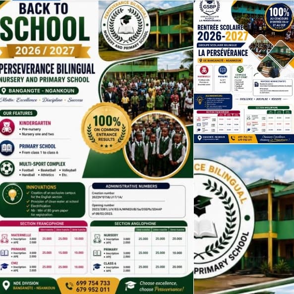 - Rentrée scolaire : le Groupe scolaire bilingue La Persévérance mise sur l’excellence à Bangangté