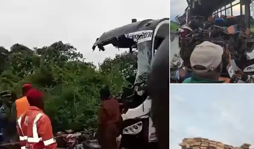 Accident sur la RN4 : un bus Mangwa percute un camion mal garé