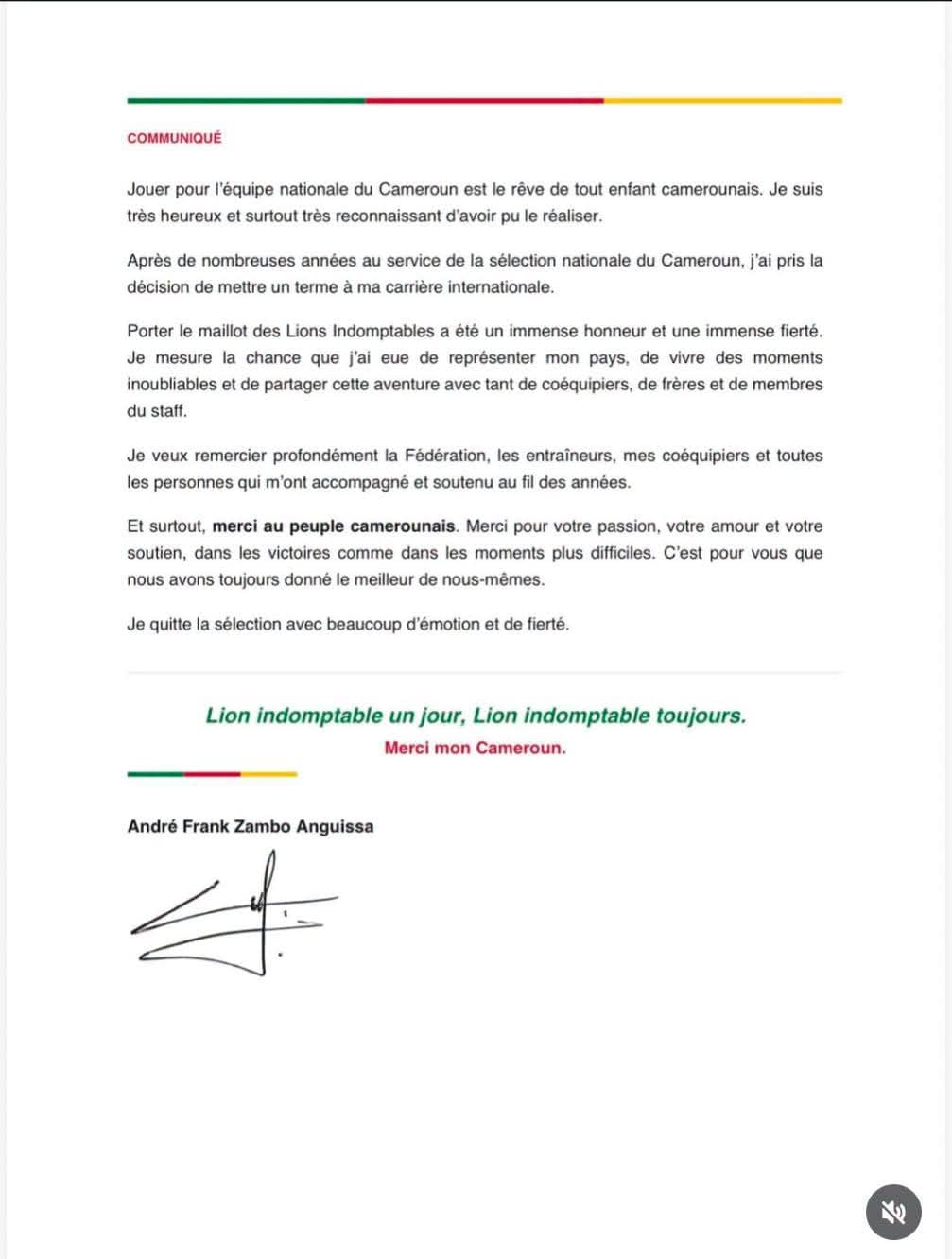 André-Frank Zambo Anguissa annonce sa retraite internationale