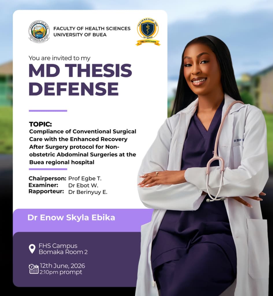 At 25, Enow Skyla Ebika Defends MD Thesis on Surgical Care at Buea Regional Hospital