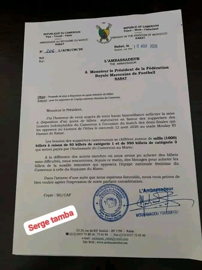 Cameroun-Maroc : les supporters camerounais privés des billets pour soutenir les Lionnes