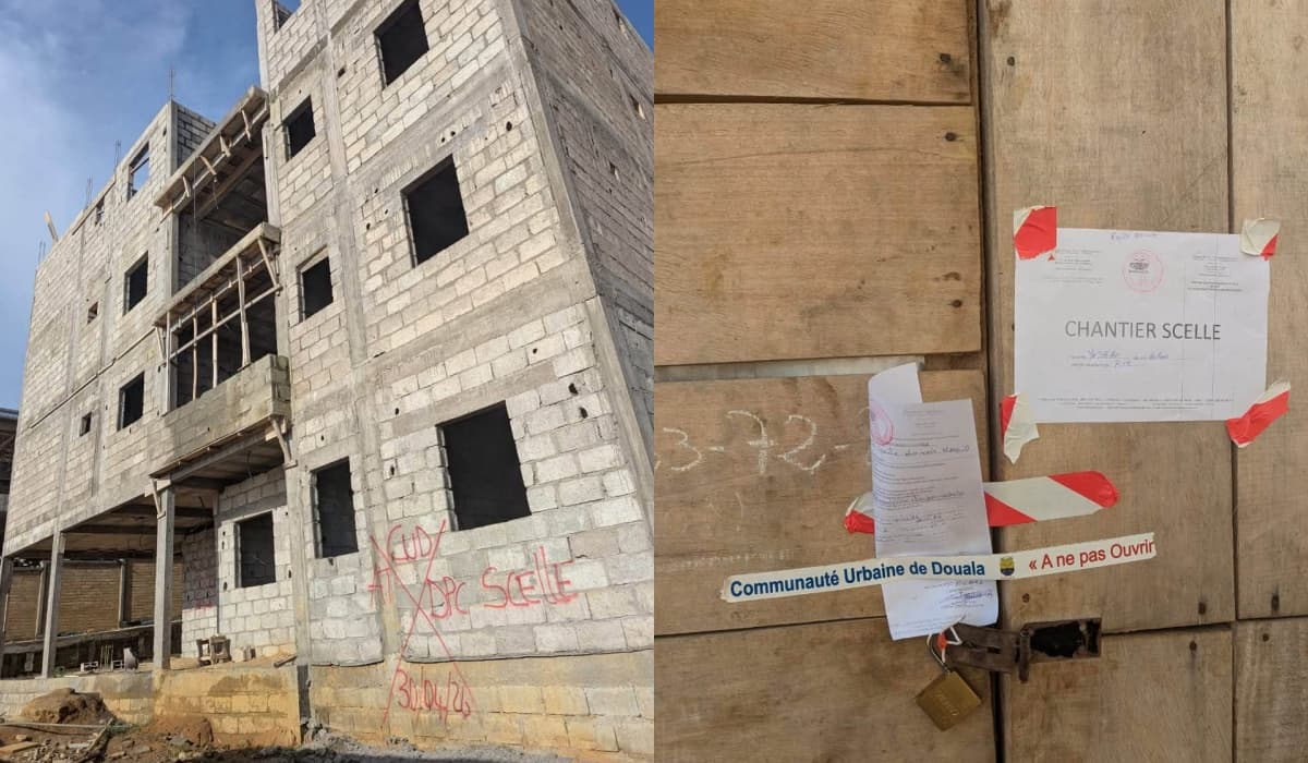 Douala: la municipalité met sous un chantier de construction d’un immeuble R+3 menaçant ruine