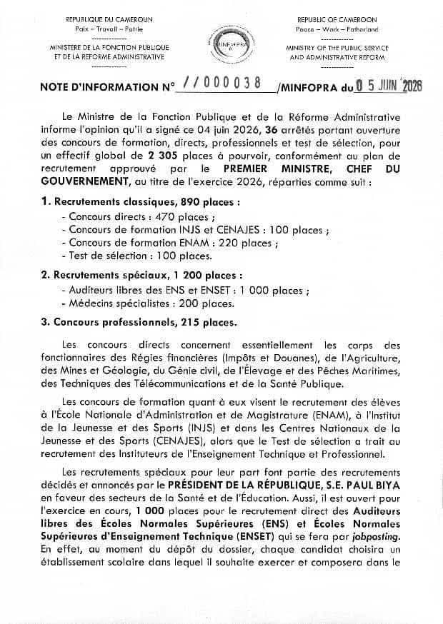 Fonction publique : 2 305 postes ouverts à travers 36 concours