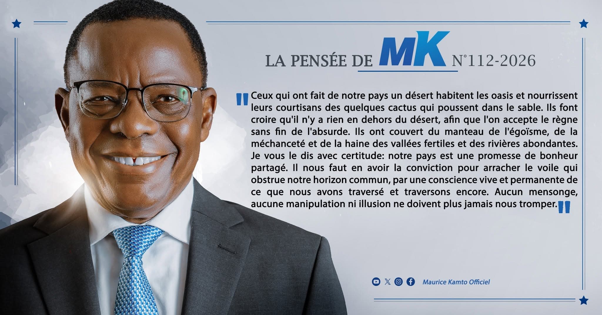Maurice Kamto : « notre pays est une promesse de bonheur partagé »