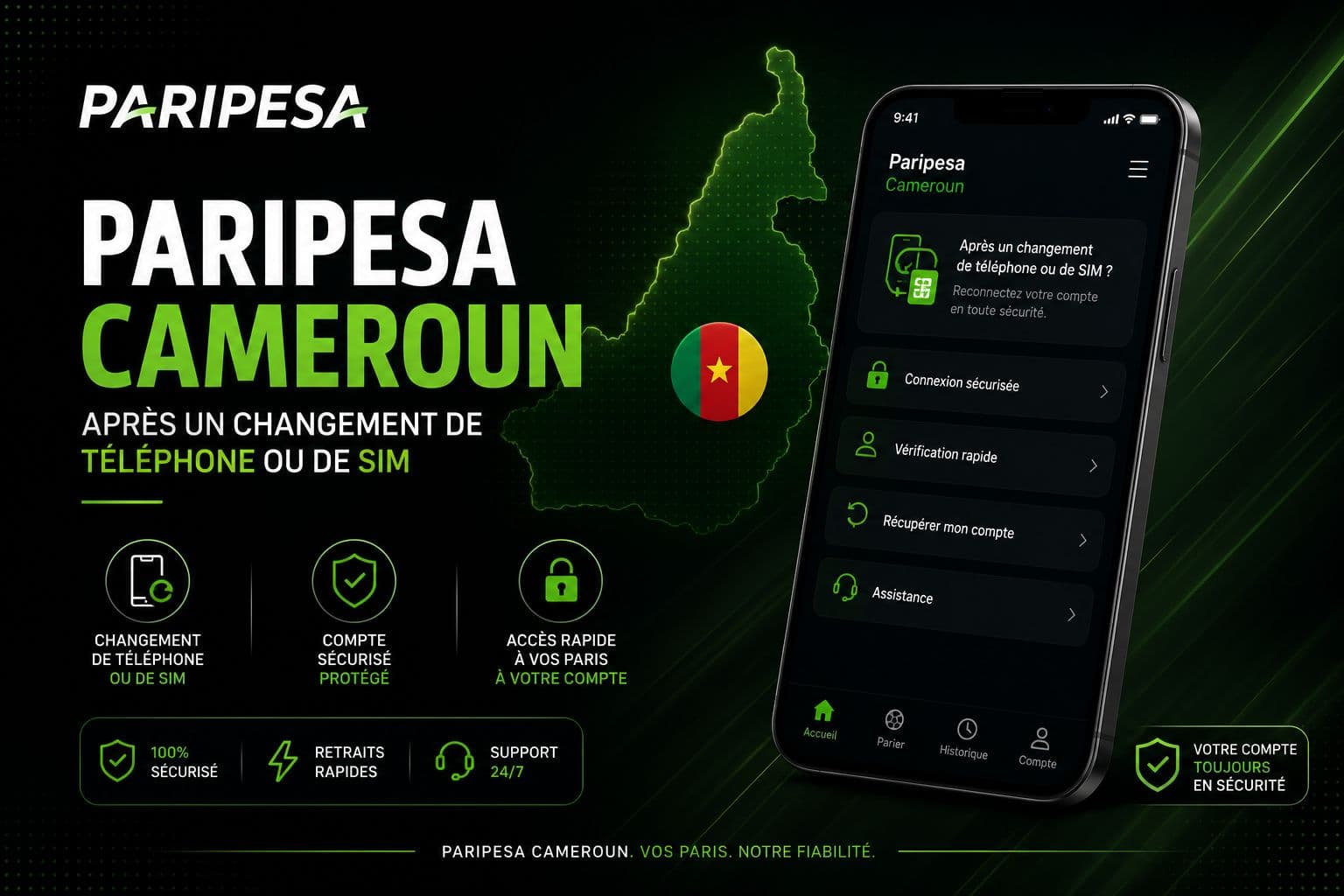 Paripesa Cameroun après un changement de téléphone ou de SIM